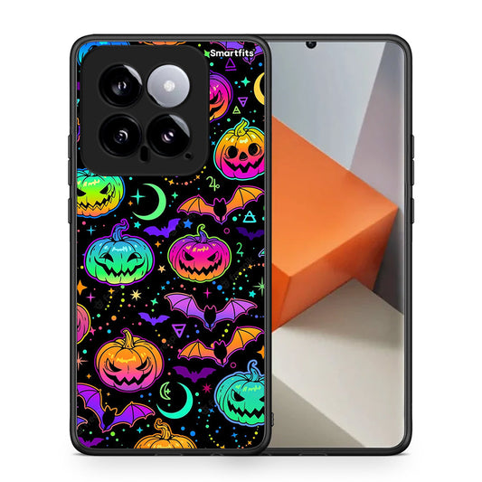 Θήκη Xiaomi 14 5G Neon Halloween από τη Smartfits με σχέδιο στο πίσω μέρος και μαύρο περίβλημα | Xiaomi 14 5G Neon Halloween case with colorful back and black bezels