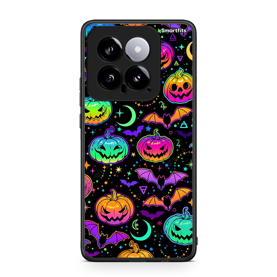 Xiaomi 14 5G Neon Halloween θήκη από τη Smartfits με σχέδιο στο πίσω μέρος και μαύρο περίβλημα | Smartphone case with colorful back and black bezels by Smartfits
