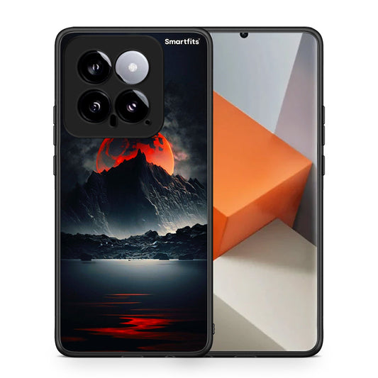 Θήκη Xiaomi 14 5G Red Full Moon από τη Smartfits με σχέδιο στο πίσω μέρος και μαύρο περίβλημα | Xiaomi 14 5G Red Full Moon case with colorful back and black bezels