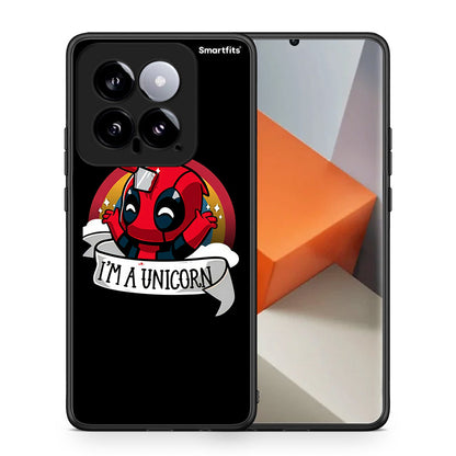 Θήκη Xiaomi 14 5G Unicorn Deadpool από τη Smartfits με σχέδιο στο πίσω μέρος και μαύρο περίβλημα | Xiaomi 14 5G Unicorn Deadpool case with colorful back and black bezels