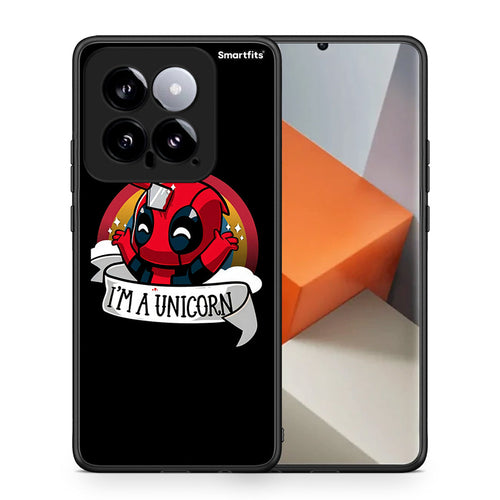 Θήκη Xiaomi 14 5G Unicorn Deadpool από τη Smartfits με σχέδιο στο πίσω μέρος και μαύρο περίβλημα | Xiaomi 14 5G Unicorn Deadpool case with colorful back and black bezels