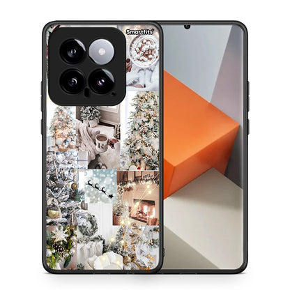 Θήκη Xiaomi 14 5G White Christmas από τη Smartfits με σχέδιο στο πίσω μέρος και μαύρο περίβλημα | Xiaomi 14 5G White Christmas case with colorful back and black bezels