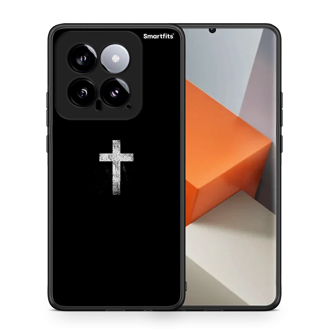 Θήκη Xiaomi 14 5G White Cross από τη Smartfits με σχέδιο στο πίσω μέρος και μαύρο περίβλημα | Xiaomi 14 5G White Cross case with colorful back and black bezels