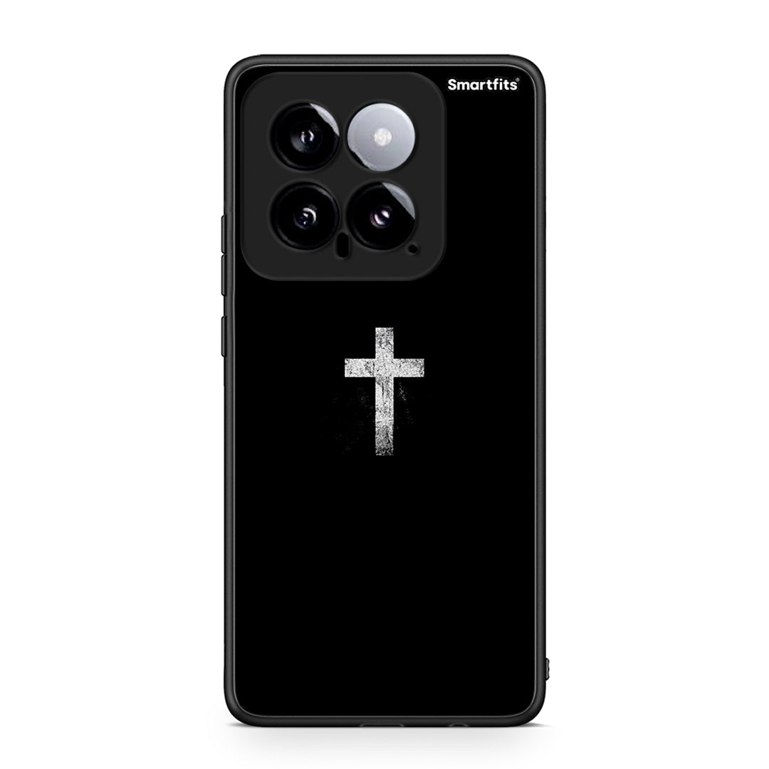 Xiaomi 14 5G White Cross θήκη από τη Smartfits με σχέδιο στο πίσω μέρος και μαύρο περίβλημα | Smartphone case with colorful back and black bezels by Smartfits