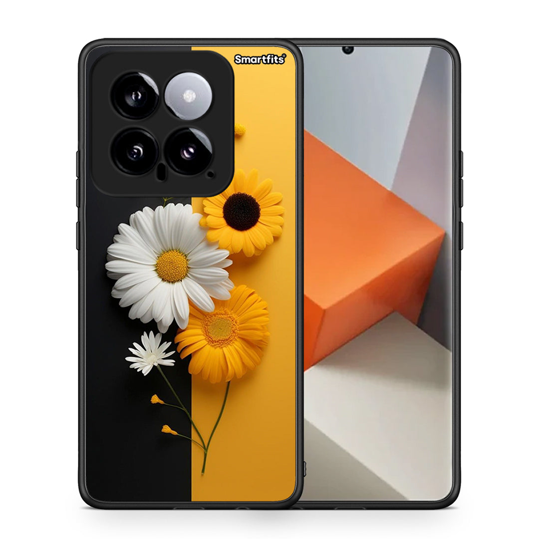 Θήκη Xiaomi 14 5G Yellow Daisies από τη Smartfits με σχέδιο στο πίσω μέρος και μαύρο περίβλημα | Xiaomi 14 5G Yellow Daisies case with colorful back and black bezels