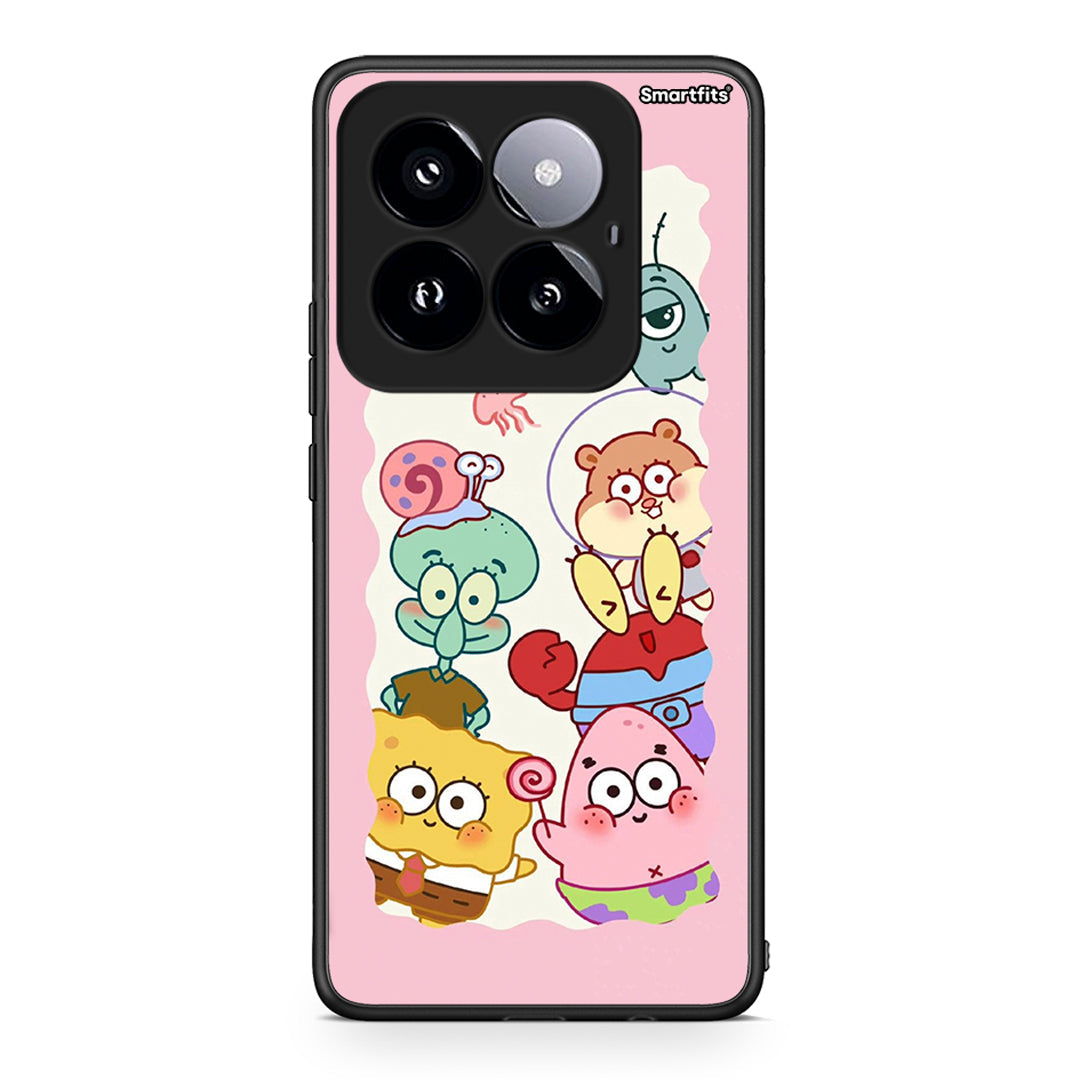 Xiaomi 14 Pro 5G Cute Companion θήκη από τη Smartfits με σχέδιο στο πίσω μέρος και μαύρο περίβλημα | Smartphone case with colorful back and black bezels by Smartfits