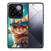 Thumbnail for Θήκη Xiaomi 14 Pro 5G Summer Cat από τη Smartfits με σχέδιο στο πίσω μέρος και μαύρο περίβλημα | Xiaomi 14 Pro 5G Summer Cat case with colorful back and black bezels