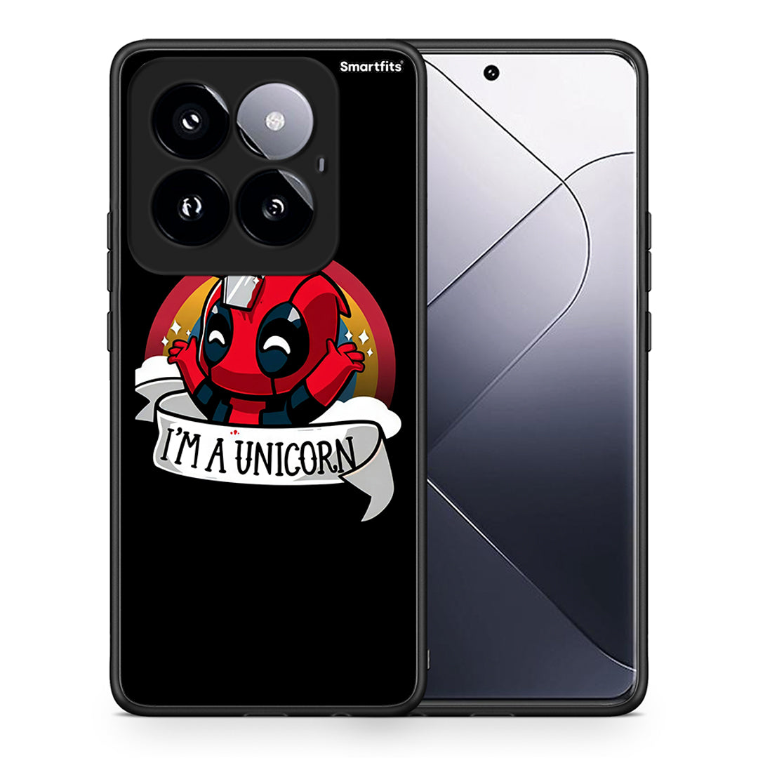 Θήκη Xiaomi 14 Pro 5G Unicorn Deadpool από τη Smartfits με σχέδιο στο πίσω μέρος και μαύρο περίβλημα | Xiaomi 14 Pro 5G Unicorn Deadpool case with colorful back and black bezels