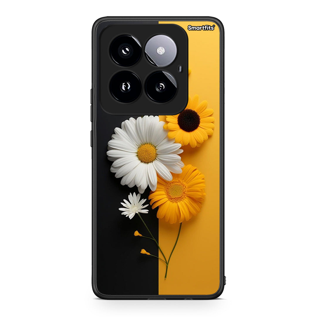 Xiaomi 14 Pro 5G Yellow Daisies θήκη από τη Smartfits με σχέδιο στο πίσω μέρος και μαύρο περίβλημα | Smartphone case with colorful back and black bezels by Smartfits