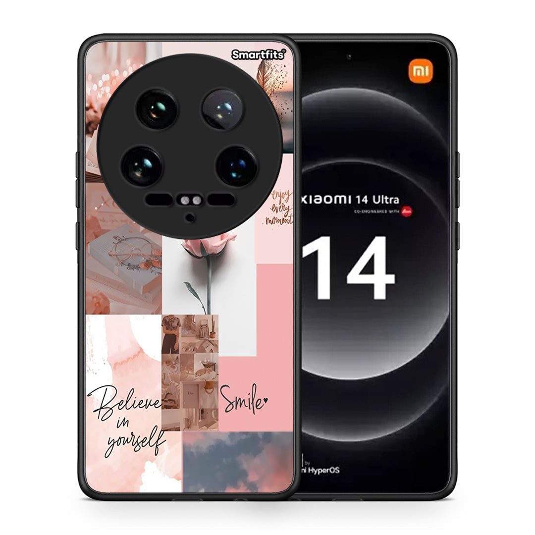 Θήκη Xiaomi 14 Ultra Aesthetic Collage από τη Smartfits με σχέδιο στο πίσω μέρος και μαύρο περίβλημα | Xiaomi 14 Ultra Aesthetic Collage case with colorful back and black bezels