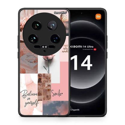 Θήκη Xiaomi 14 Ultra Aesthetic Collage από τη Smartfits με σχέδιο στο πίσω μέρος και μαύρο περίβλημα | Xiaomi 14 Ultra Aesthetic Collage case with colorful back and black bezels