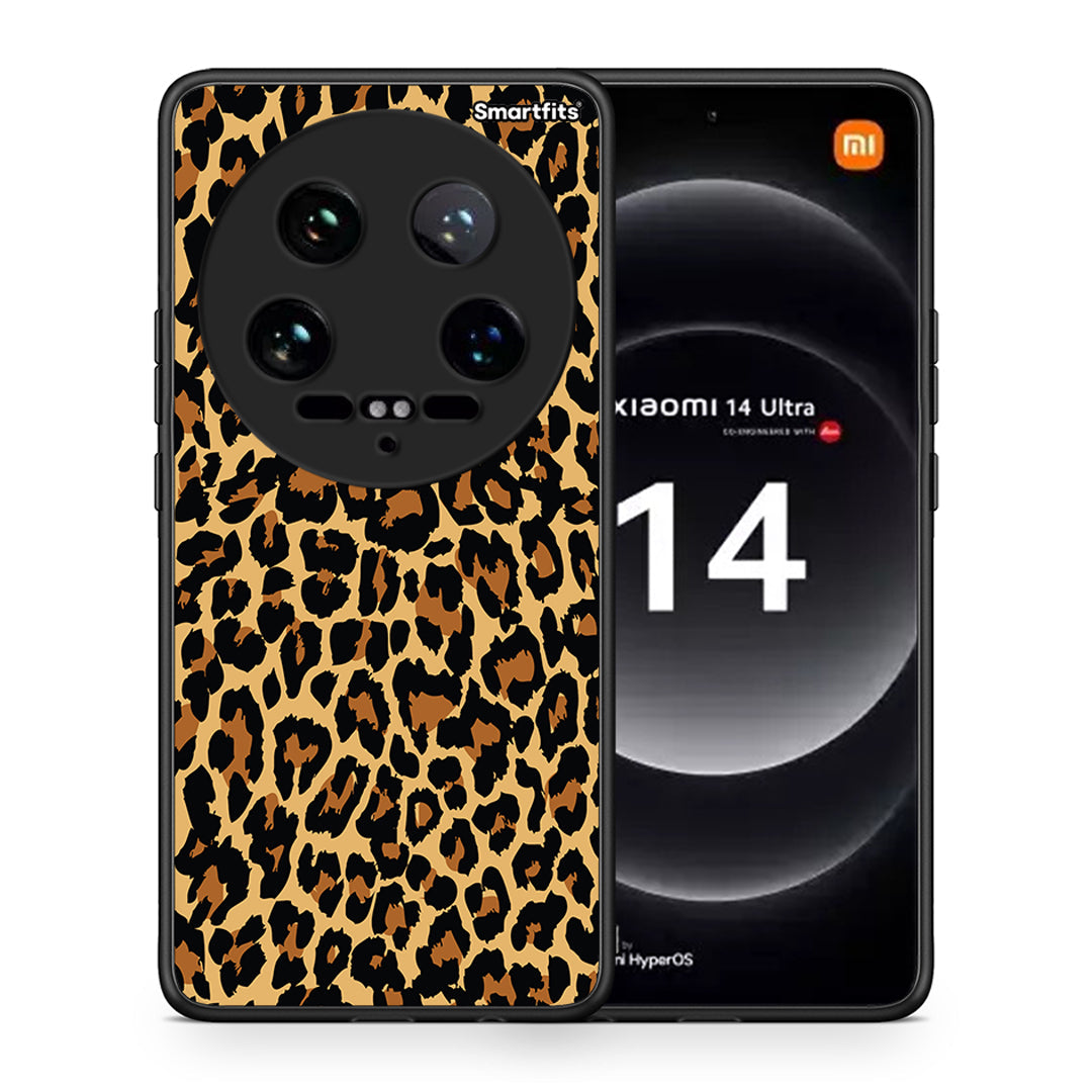 Θήκη Xiaomi 14 Ultra Leopard Animal από τη Smartfits με σχέδιο στο πίσω μέρος και μαύρο περίβλημα | Xiaomi 14 Ultra Leopard Animal case with colorful back and black bezels