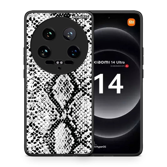 Θήκη Xiaomi 14 Ultra White Snake Animal από τη Smartfits με σχέδιο στο πίσω μέρος και μαύρο περίβλημα | Xiaomi 14 Ultra White Snake Animal case with colorful back and black bezels