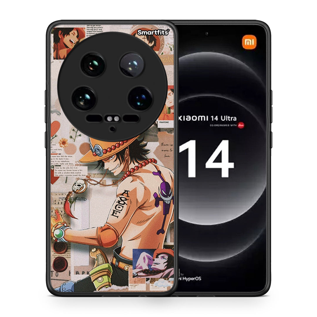 Θήκη Xiaomi 14 Ultra Anime Collage από τη Smartfits με σχέδιο στο πίσω μέρος και μαύρο περίβλημα | Xiaomi 14 Ultra Anime Collage case with colorful back and black bezels