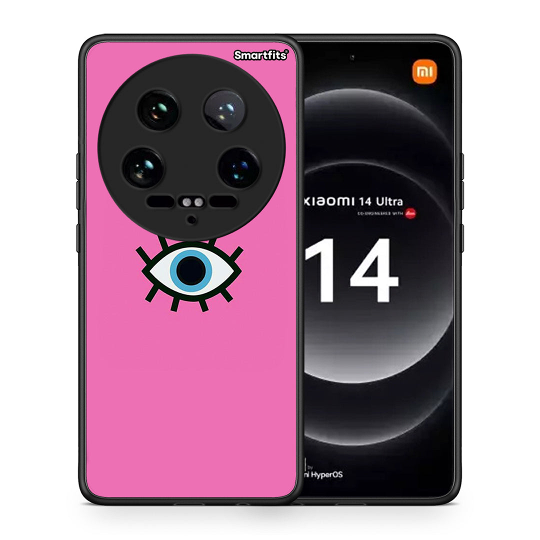 Θήκη Xiaomi 14 Ultra Blue Eye Pink από τη Smartfits με σχέδιο στο πίσω μέρος και μαύρο περίβλημα | Xiaomi 14 Ultra Blue Eye Pink case with colorful back and black bezels