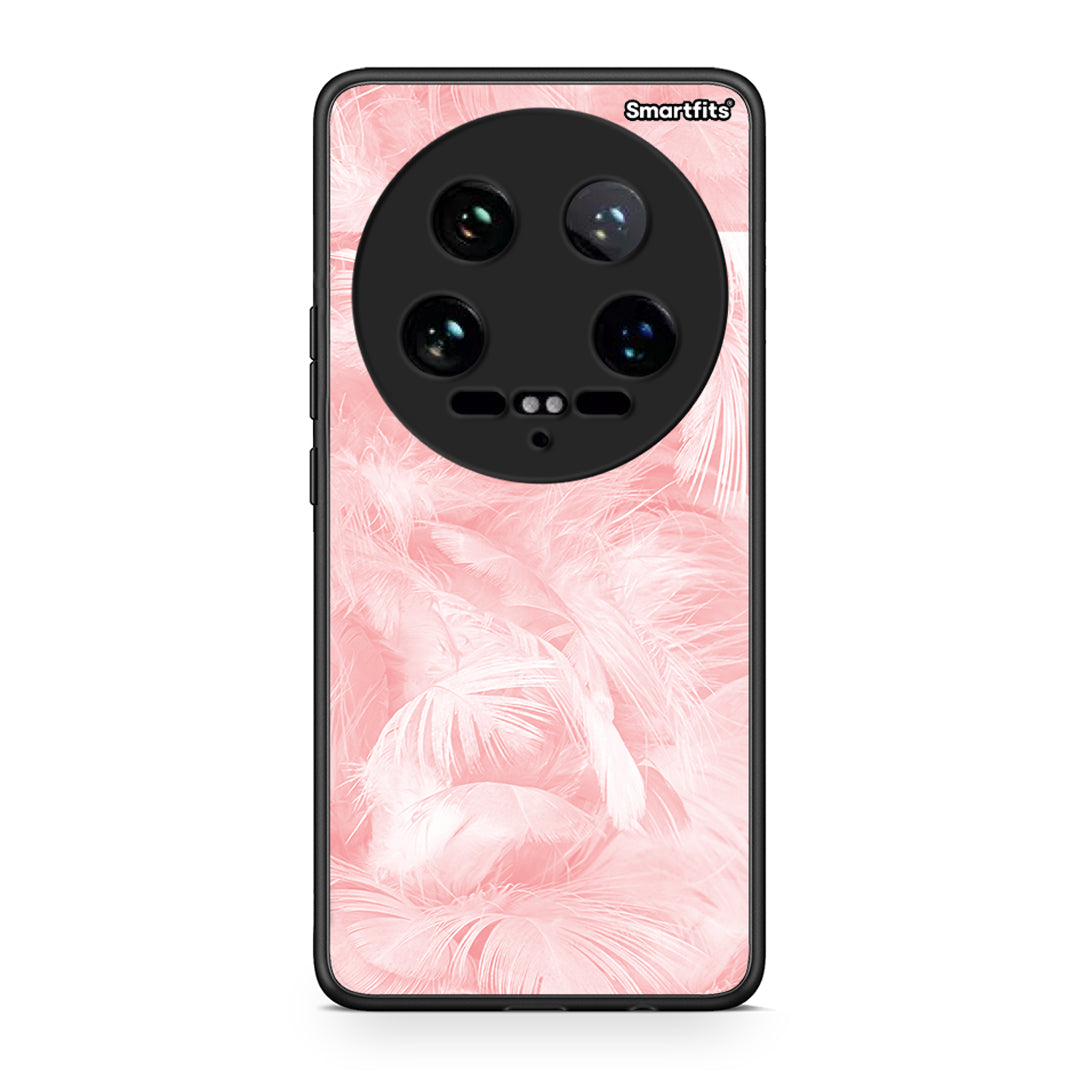 33 - Xiaomi 14 Ultra Pink Feather Boho case, cover, bumper