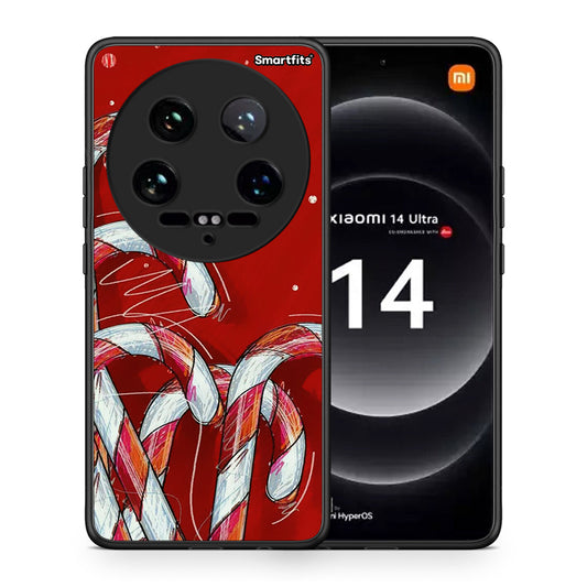 Θήκη Xiaomi 14 Ultra Candy Cane από τη Smartfits με σχέδιο στο πίσω μέρος και μαύρο περίβλημα | Xiaomi 14 Ultra Candy Cane case with colorful back and black bezels