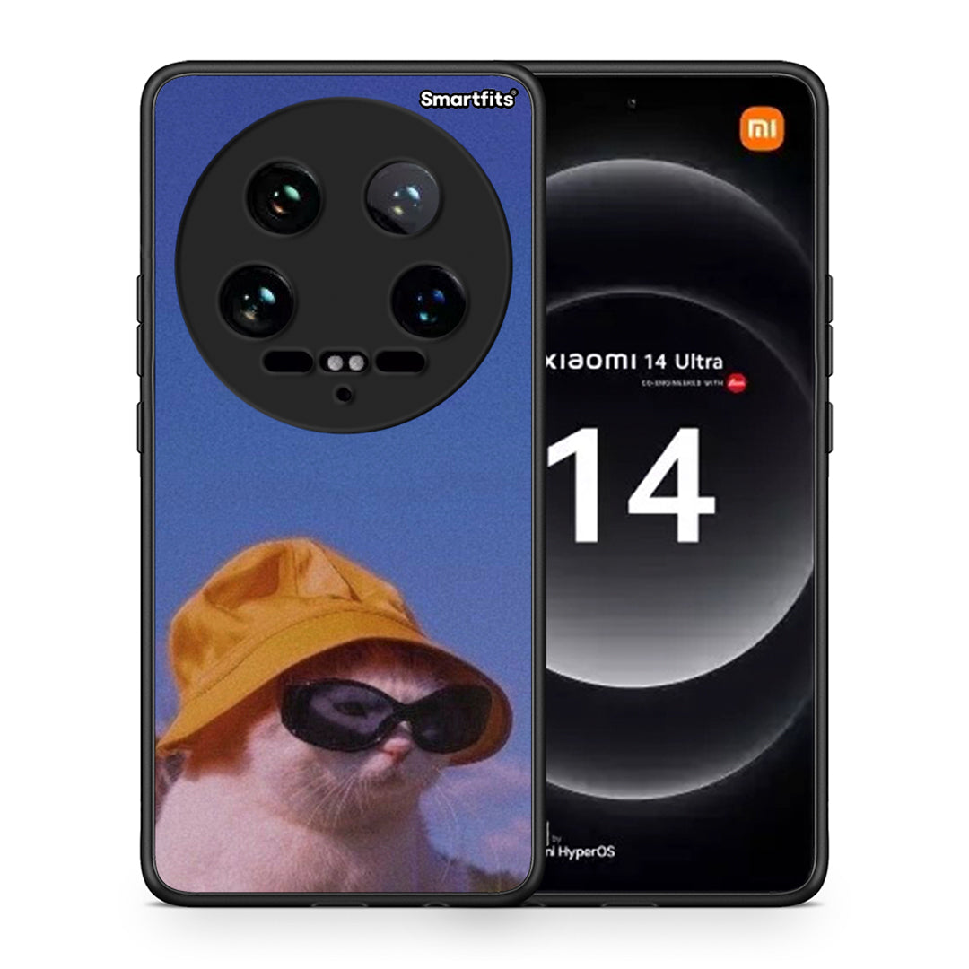 Θήκη Xiaomi 14 Ultra Cat Diva από τη Smartfits με σχέδιο στο πίσω μέρος και μαύρο περίβλημα | Xiaomi 14 Ultra Cat Diva case with colorful back and black bezels