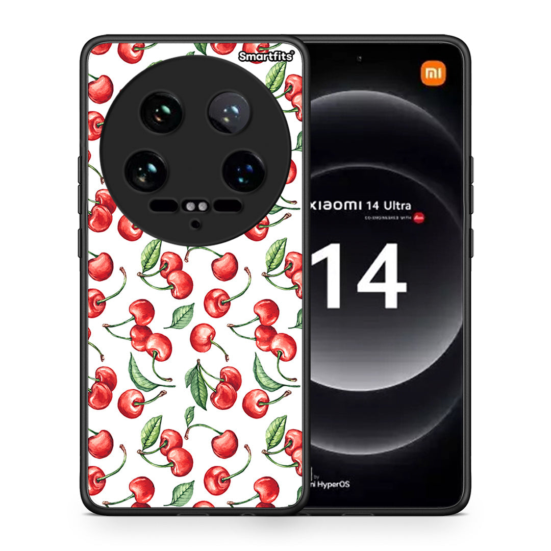 Θήκη Xiaomi 14 Ultra Cherry Summer από τη Smartfits με σχέδιο στο πίσω μέρος και μαύρο περίβλημα | Xiaomi 14 Ultra Cherry Summer case with colorful back and black bezels