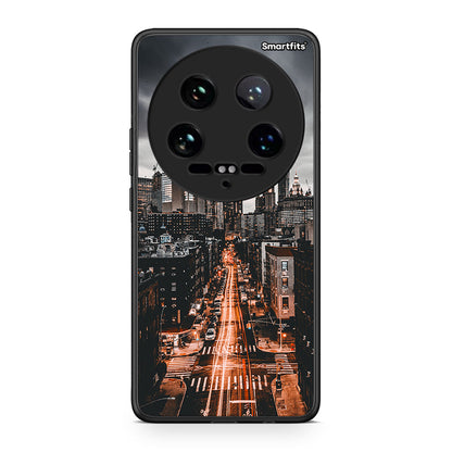 Xiaomi 14 Ultra City Lights θήκη από τη Smartfits με σχέδιο στο πίσω μέρος και μαύρο περίβλημα | Smartphone case with colorful back and black bezels by Smartfits
