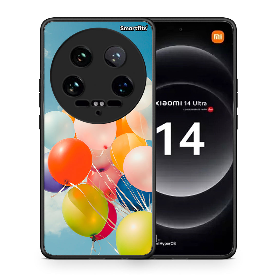 Θήκη Xiaomi 14 Ultra Colorful Balloons από τη Smartfits με σχέδιο στο πίσω μέρος και μαύρο περίβλημα | Xiaomi 14 Ultra Colorful Balloons case with colorful back and black bezels