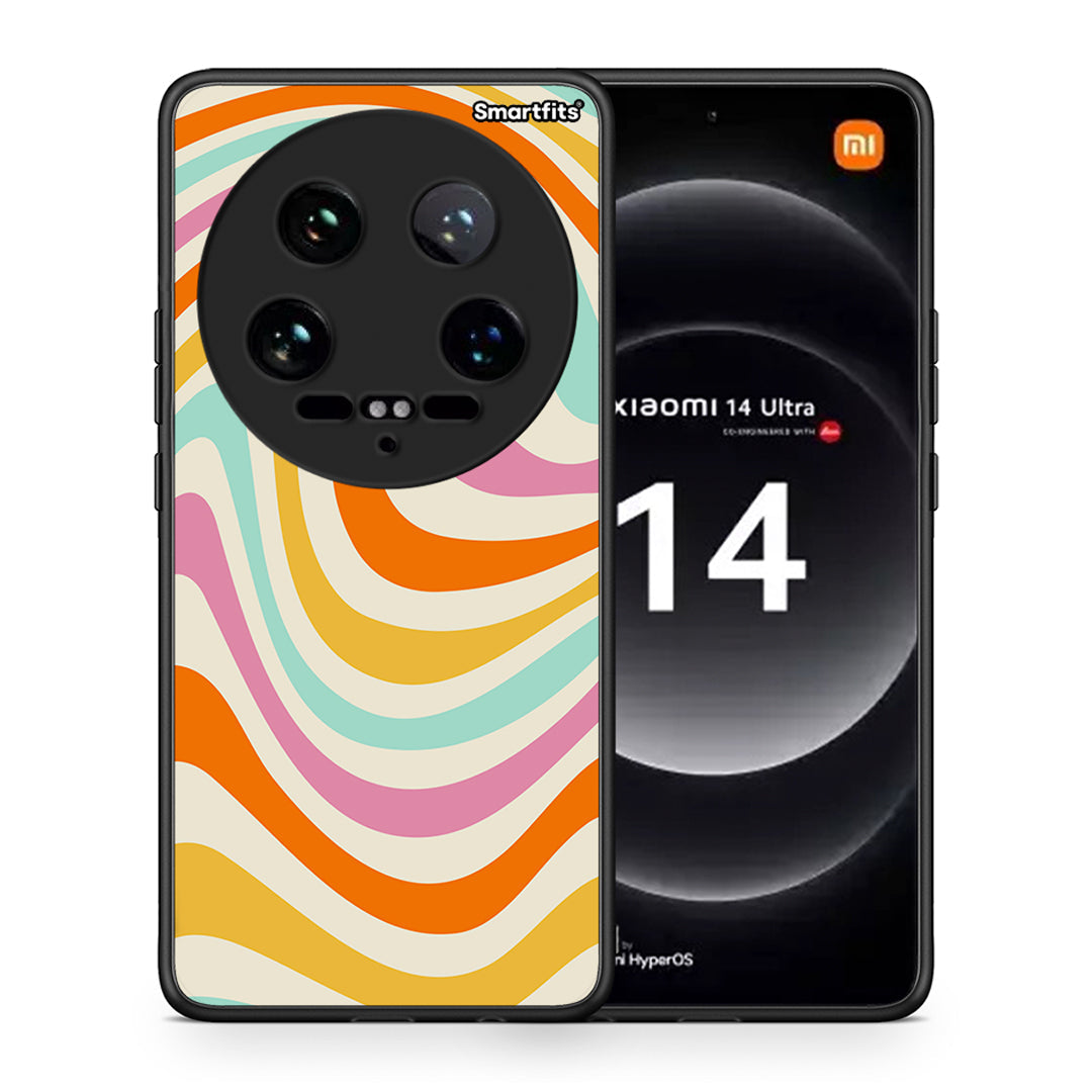 Θήκη Xiaomi 14 Ultra Colourful Waves από τη Smartfits με σχέδιο στο πίσω μέρος και μαύρο περίβλημα | Xiaomi 14 Ultra Colourful Waves case with colorful back and black bezels
