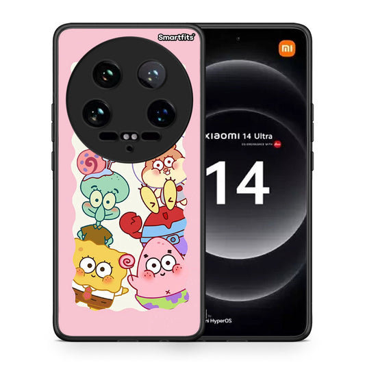 Θήκη Xiaomi 14 Ultra Cute Companion από τη Smartfits με σχέδιο στο πίσω μέρος και μαύρο περίβλημα | Xiaomi 14 Ultra Cute Companion case with colorful back and black bezels
