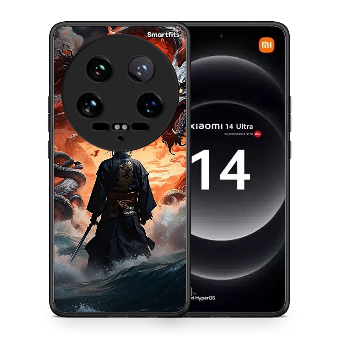 Θήκη Xiaomi 14 Ultra Dragons Fight από τη Smartfits με σχέδιο στο πίσω μέρος και μαύρο περίβλημα | Xiaomi 14 Ultra Dragons Fight case with colorful back and black bezels