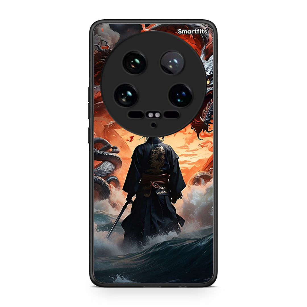 Xiaomi 14 Ultra Dragons Fight θήκη από τη Smartfits με σχέδιο στο πίσω μέρος και μαύρο περίβλημα | Smartphone case with colorful back and black bezels by Smartfits