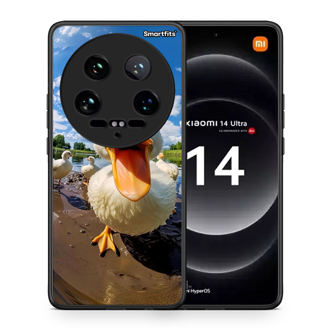 Θήκη Xiaomi 14 Ultra Duck Face από τη Smartfits με σχέδιο στο πίσω μέρος και μαύρο περίβλημα | Xiaomi 14 Ultra Duck Face case with colorful back and black bezels