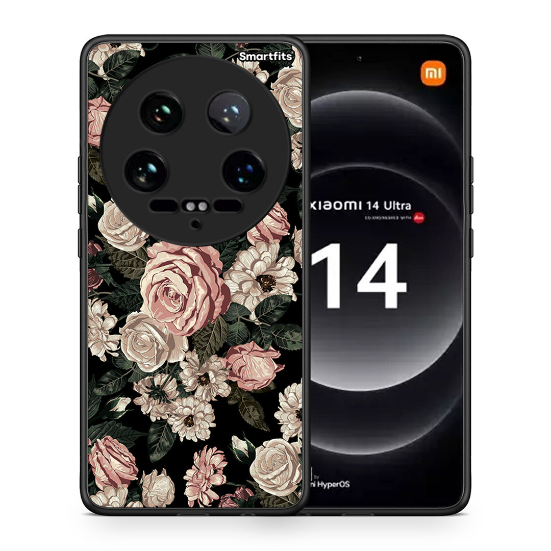 Θήκη Xiaomi 14 Ultra Wild Roses Flower από τη Smartfits με σχέδιο στο πίσω μέρος και μαύρο περίβλημα | Xiaomi 14 Ultra Wild Roses Flower case with colorful back and black bezels