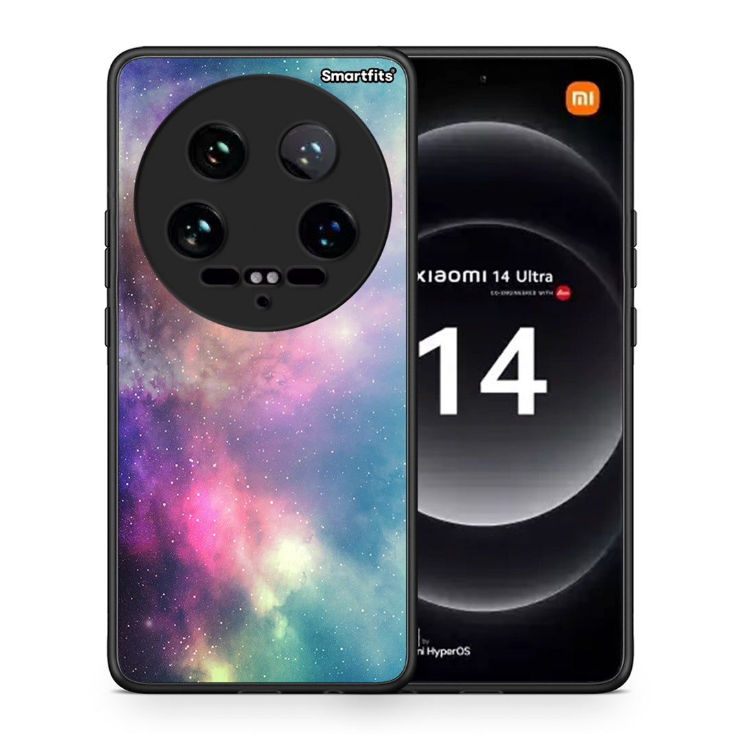 Θήκη Xiaomi 14 Ultra Rainbow Galaxy από τη Smartfits με σχέδιο στο πίσω μέρος και μαύρο περίβλημα | Xiaomi 14 Ultra Rainbow Galaxy case with colorful back and black bezels