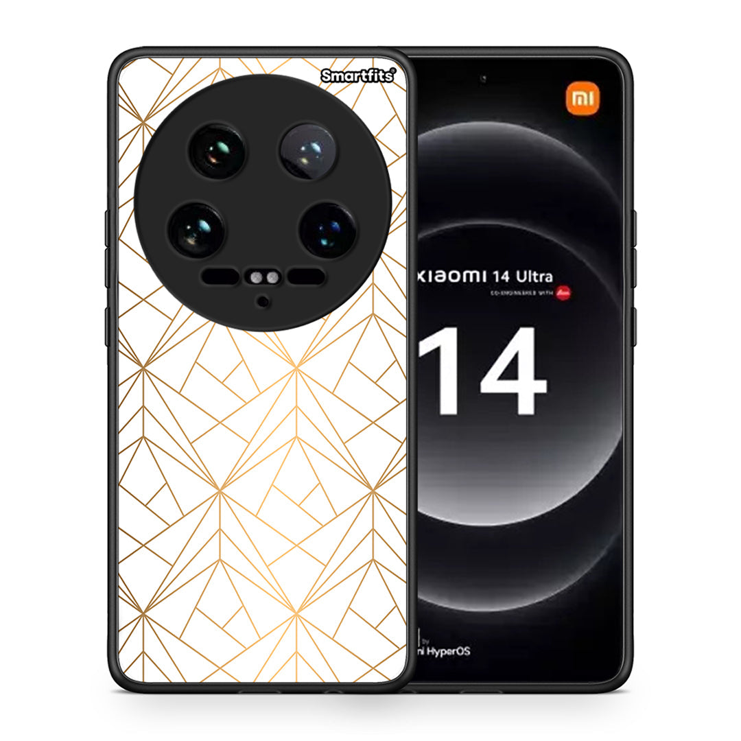 Θήκη Xiaomi 14 Ultra Luxury White Geometric από τη Smartfits με σχέδιο στο πίσω μέρος και μαύρο περίβλημα | Xiaomi 14 Ultra Luxury White Geometric case with colorful back and black bezels
