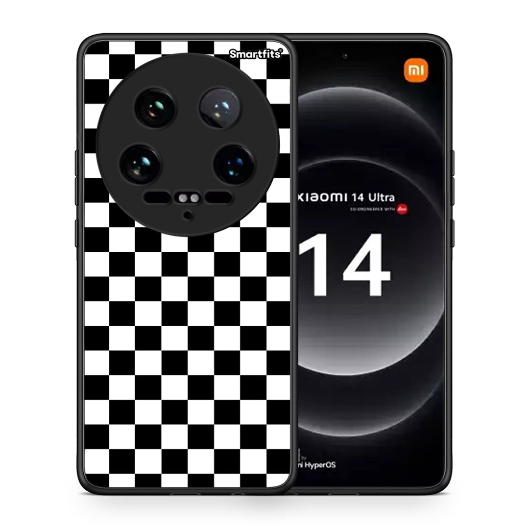 Θήκη Xiaomi 14 Ultra Squares Geometric από τη Smartfits με σχέδιο στο πίσω μέρος και μαύρο περίβλημα | Xiaomi 14 Ultra Squares Geometric case with colorful back and black bezels
