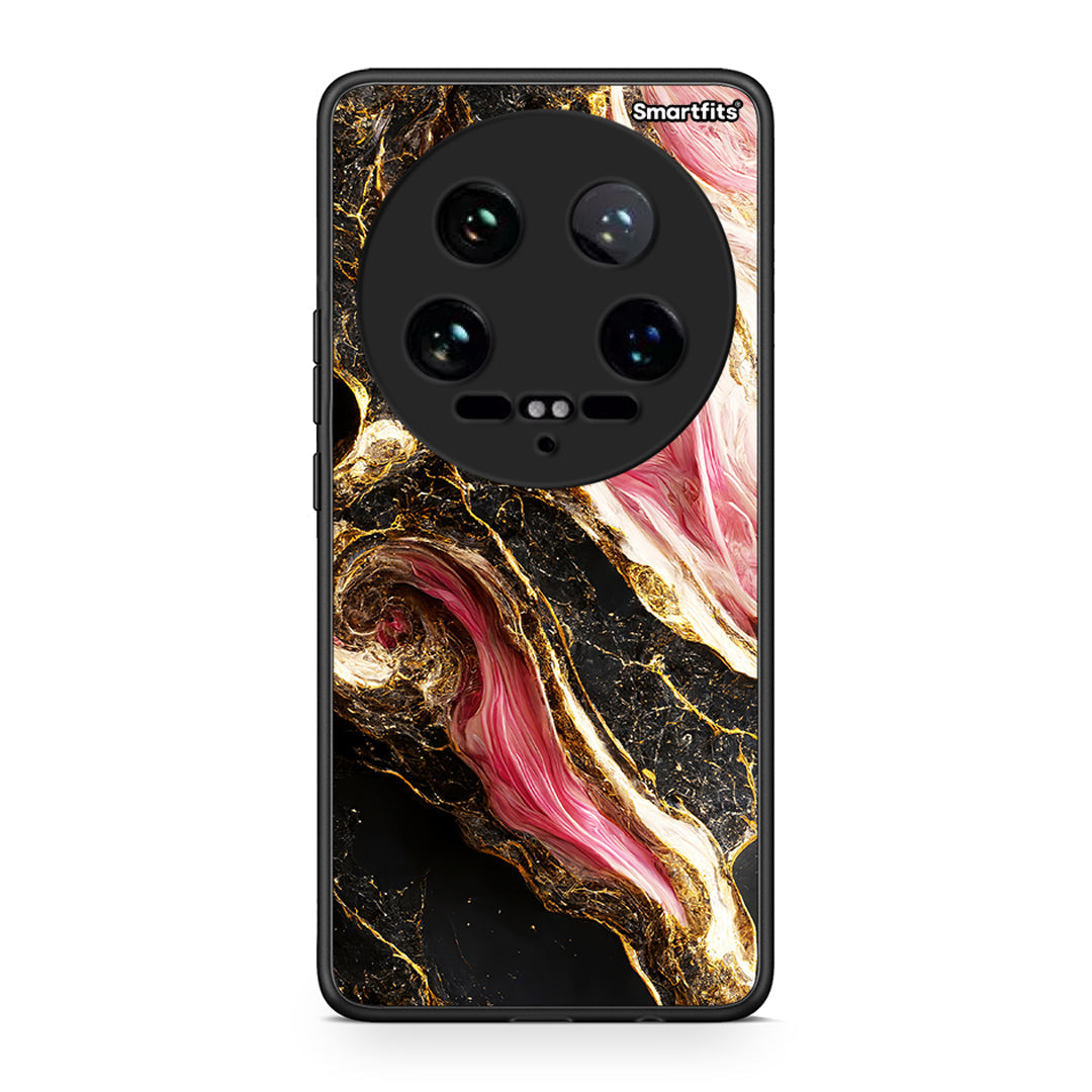 Xiaomi 14 Ultra Glamorous Pink Marble θήκη από τη Smartfits με σχέδιο στο πίσω μέρος και μαύρο περίβλημα | Smartphone case with colorful back and black bezels by Smartfits