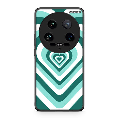 Xiaomi 14 Ultra Green Hearts θήκη από τη Smartfits με σχέδιο στο πίσω μέρος και μαύρο περίβλημα | Smartphone case with colorful back and black bezels by Smartfits