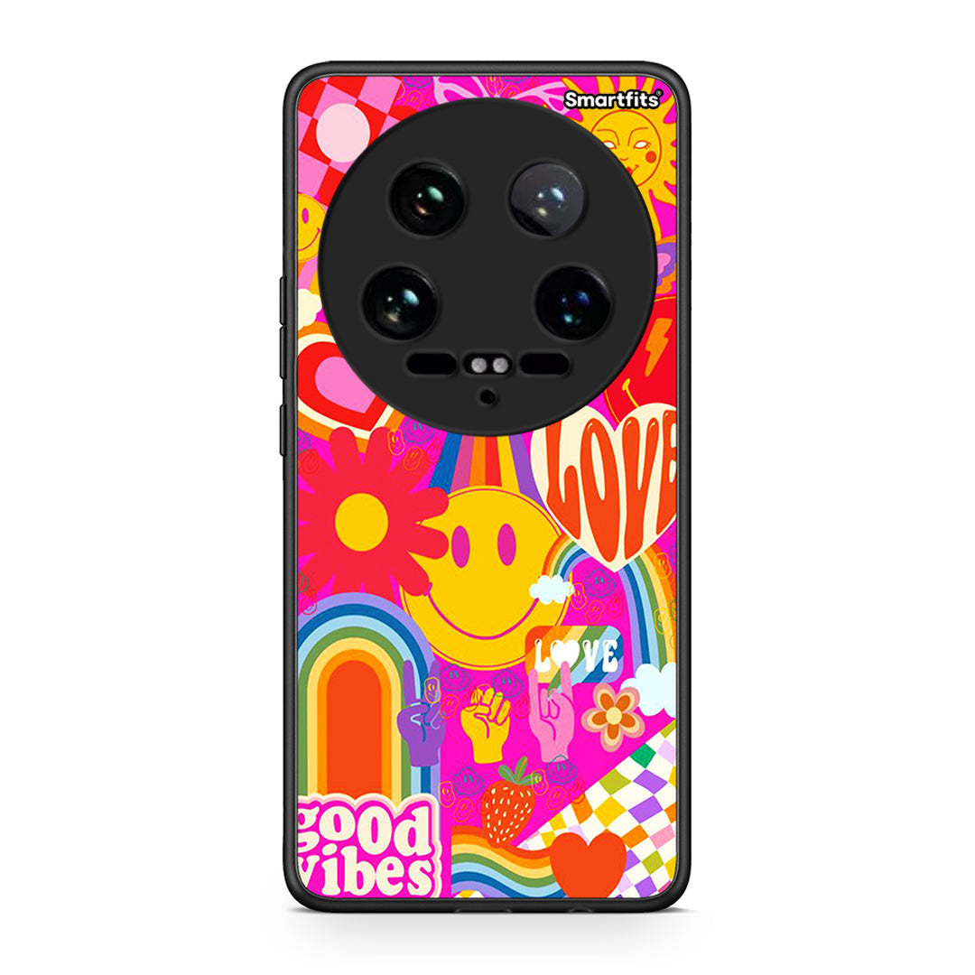 Xiaomi 14 Ultra Hippie Love θήκη από τη Smartfits με σχέδιο στο πίσω μέρος και μαύρο περίβλημα | Smartphone case with colorful back and black bezels by Smartfits