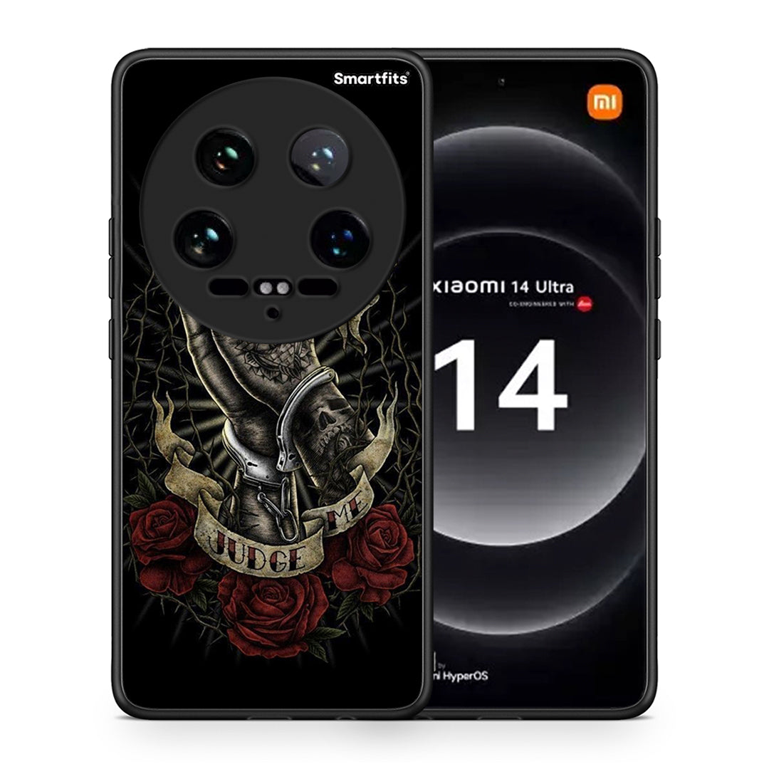 Θήκη Xiaomi 14 Ultra Judge By God από τη Smartfits με σχέδιο στο πίσω μέρος και μαύρο περίβλημα | Xiaomi 14 Ultra Judge By God case with colorful back and black bezels