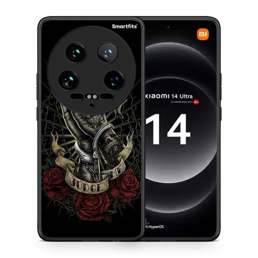 Θήκη Xiaomi 14 Ultra Judge By God από τη Smartfits με σχέδιο στο πίσω μέρος και μαύρο περίβλημα | Xiaomi 14 Ultra Judge By God case with colorful back and black bezels