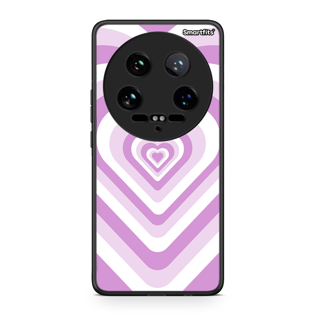 Xiaomi 14 Ultra Lilac Hearts θήκη από τη Smartfits με σχέδιο στο πίσω μέρος και μαύρο περίβλημα | Smartphone case with colorful back and black bezels by Smartfits
