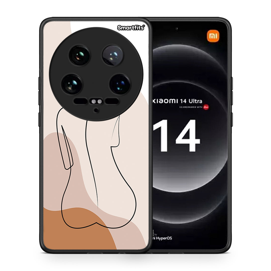 Θήκη Xiaomi 14 Ultra LineArt Woman από τη Smartfits με σχέδιο στο πίσω μέρος και μαύρο περίβλημα | Xiaomi 14 Ultra LineArt Woman case with colorful back and black bezels