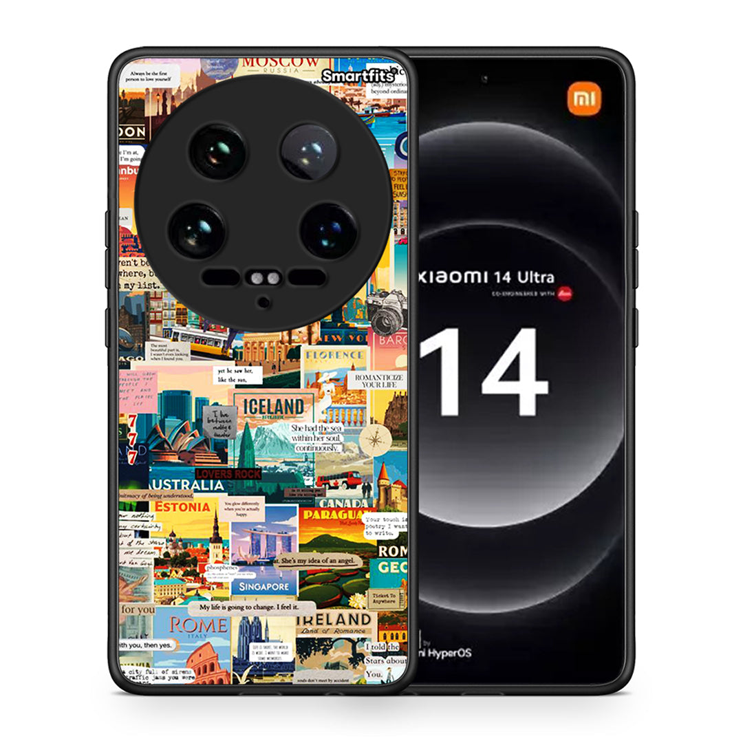 Θήκη Xiaomi 14 Ultra Live To Travel από τη Smartfits με σχέδιο στο πίσω μέρος και μαύρο περίβλημα | Xiaomi 14 Ultra Live To Travel case with colorful back and black bezels
