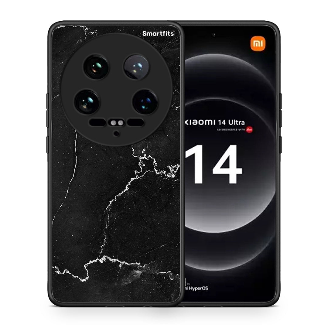 Θήκη Xiaomi 14 Ultra Marble Black από τη Smartfits με σχέδιο στο πίσω μέρος και μαύρο περίβλημα | Xiaomi 14 Ultra Marble Black case with colorful back and black bezels