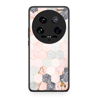 4 - Xiaomi 14 Ultra Hexagon Pink Marble case, cover, bumper