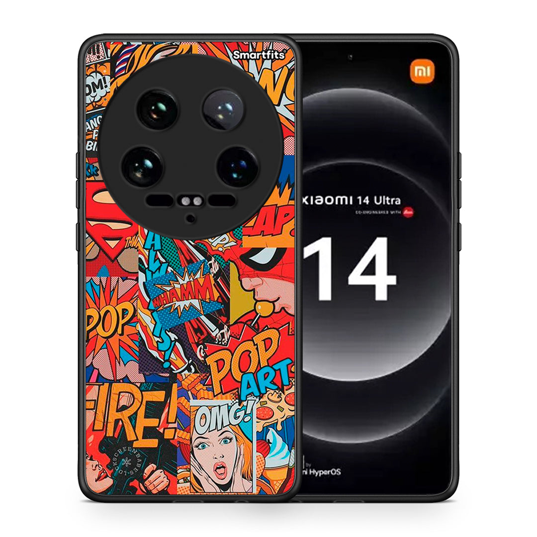 Θήκη Xiaomi 14 Ultra PopArt OMG από τη Smartfits με σχέδιο στο πίσω μέρος και μαύρο περίβλημα | Xiaomi 14 Ultra PopArt OMG case with colorful back and black bezels