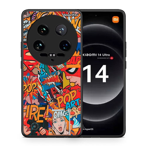 Θήκη Xiaomi 14 Ultra PopArt OMG από τη Smartfits με σχέδιο στο πίσω μέρος και μαύρο περίβλημα | Xiaomi 14 Ultra PopArt OMG case with colorful back and black bezels
