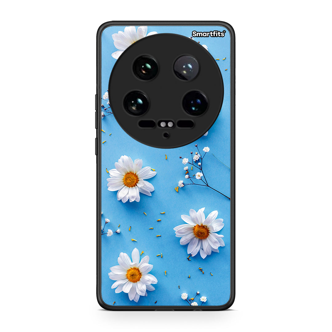 Xiaomi 14 Ultra Real Daisies θήκη από τη Smartfits με σχέδιο στο πίσω μέρος και μαύρο περίβλημα | Smartphone case with colorful back and black bezels by Smartfits