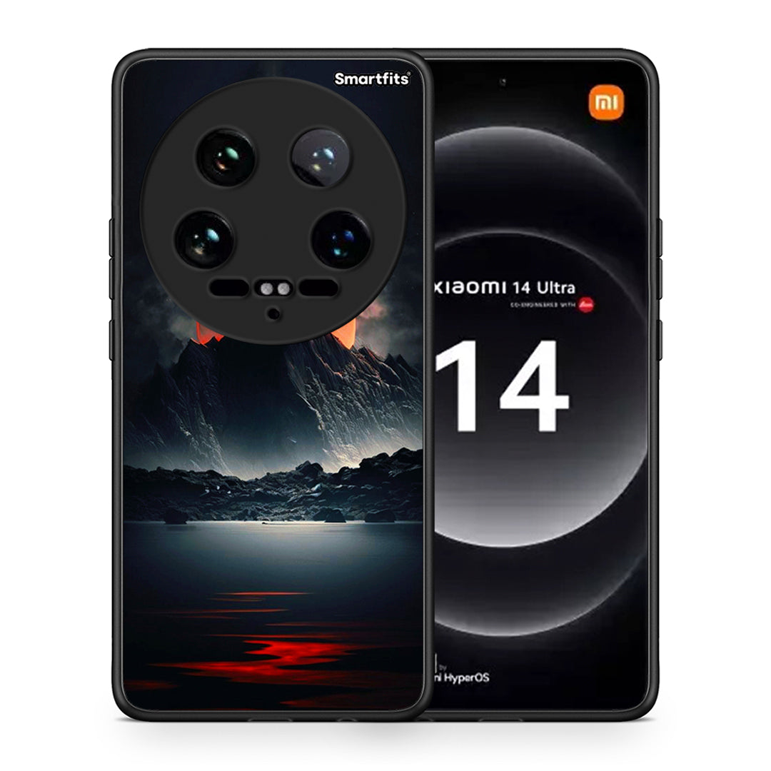 Θήκη Xiaomi 14 Ultra Red Full Moon από τη Smartfits με σχέδιο στο πίσω μέρος και μαύρο περίβλημα | Xiaomi 14 Ultra Red Full Moon case with colorful back and black bezels