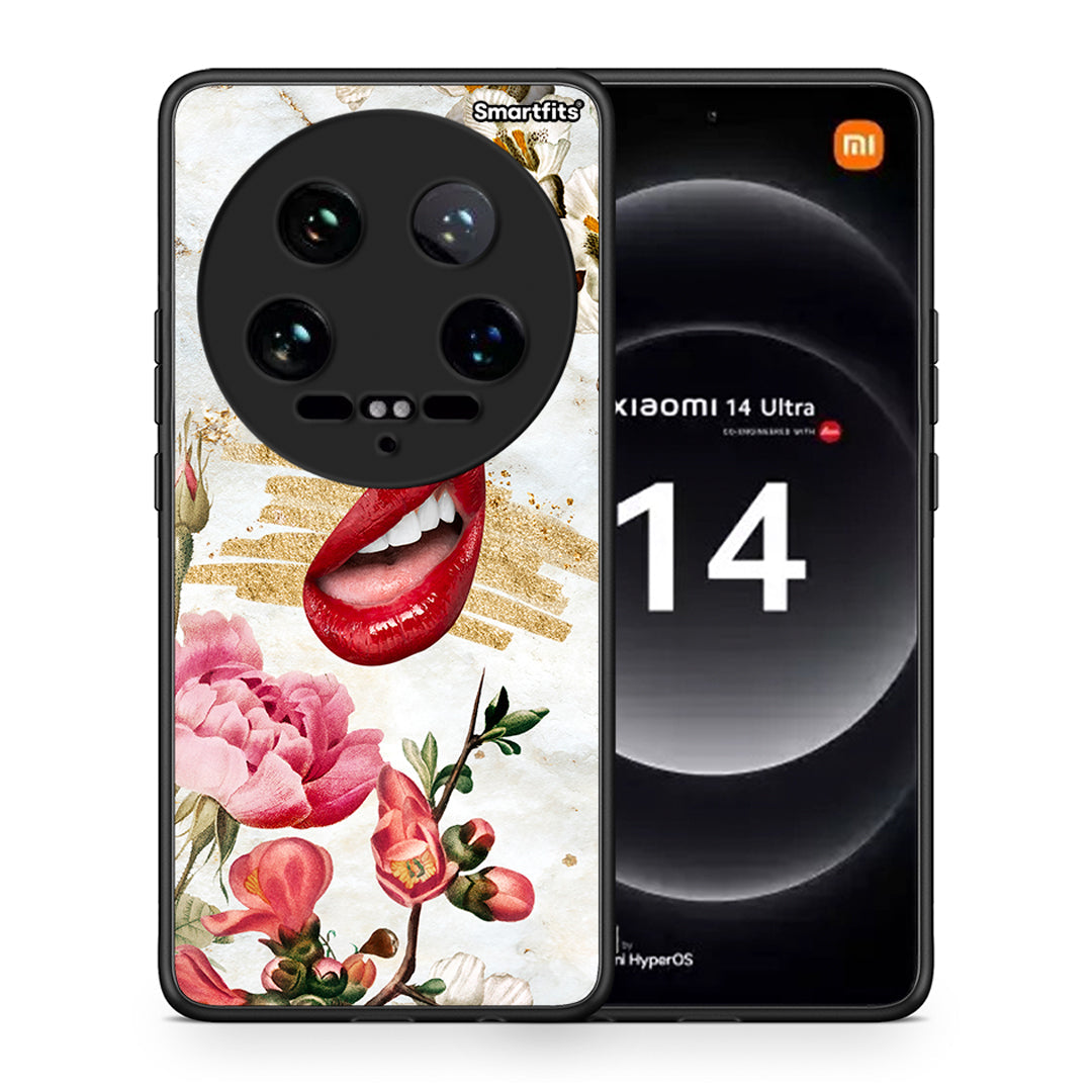 Θήκη Xiaomi 14 Ultra Red Lips από τη Smartfits με σχέδιο στο πίσω μέρος και μαύρο περίβλημα | Xiaomi 14 Ultra Red Lips case with colorful back and black bezels