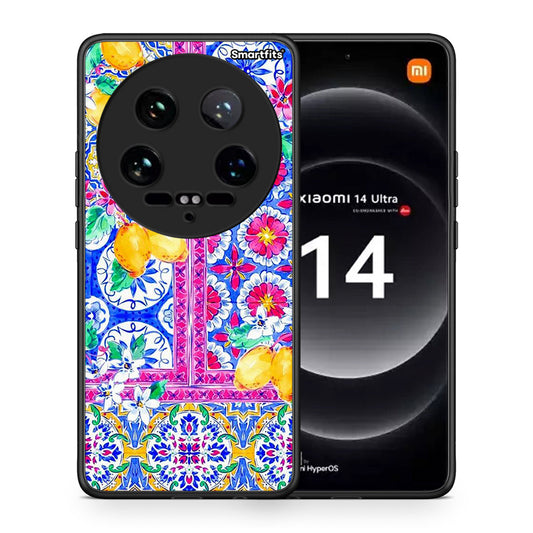 Θήκη Xiaomi 14 Ultra Retro Spring από τη Smartfits με σχέδιο στο πίσω μέρος και μαύρο περίβλημα | Xiaomi 14 Ultra Retro Spring case with colorful back and black bezels